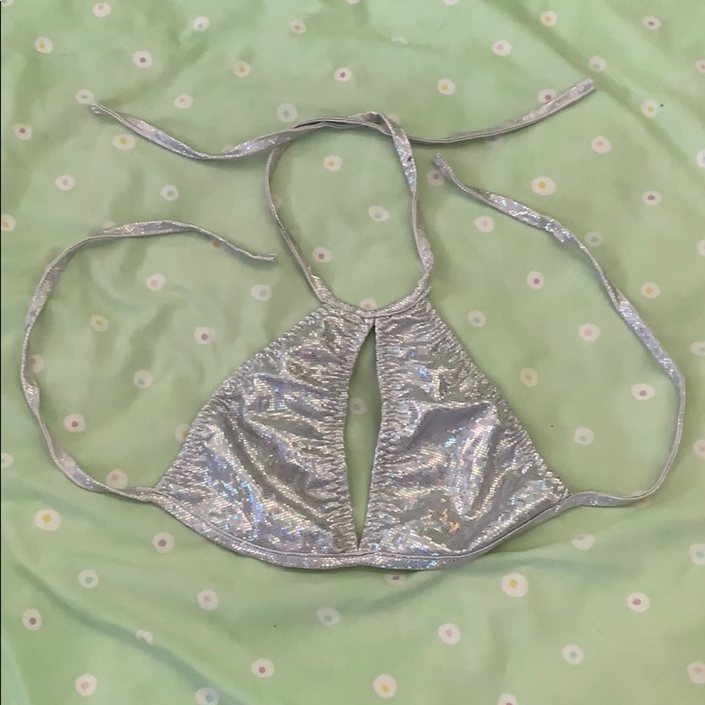 Holographic rave halter top